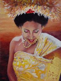 Indonesian Woman with Yellow Dress painter Farida